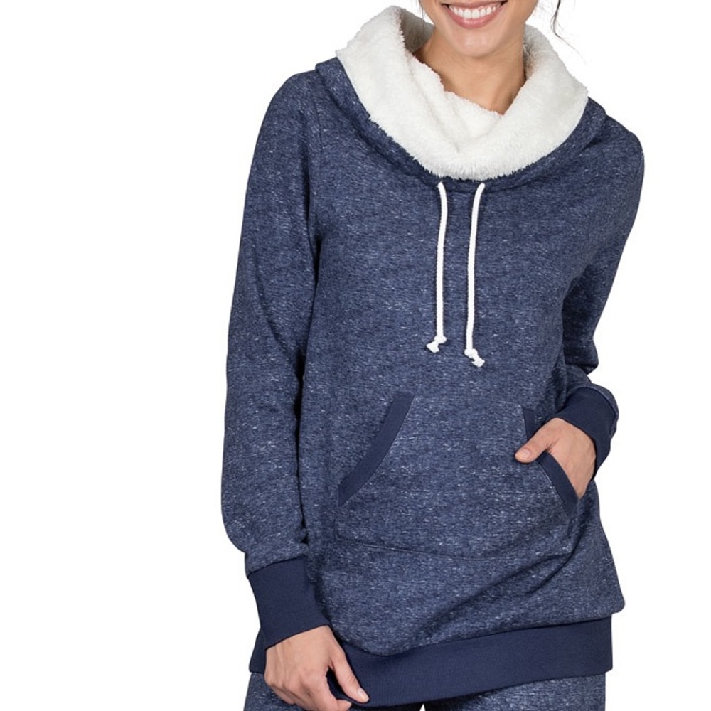 NEW Solstice Shearling Rollneck Lounge Sweatshirt Blue/purple mottled Sz M 8-10